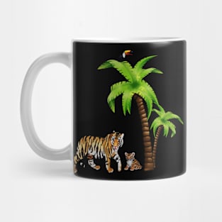 Tiger and Cub Tropical, Palm Tree Mug